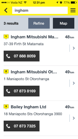 Yellow app - Ingham results