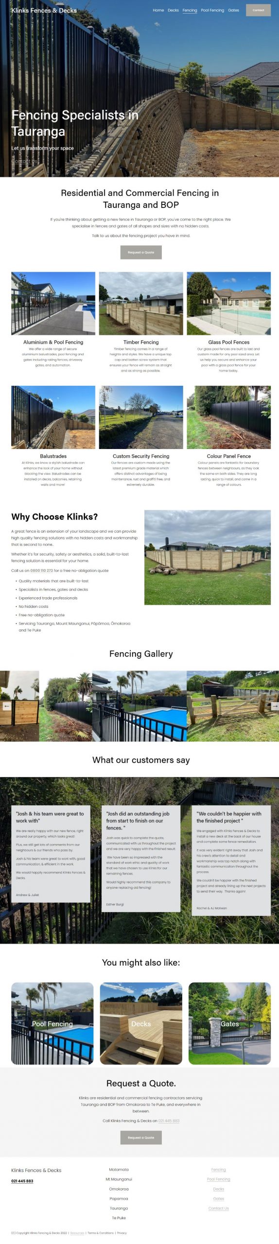 Klinks fencing Tauranga - New Fencing Page
