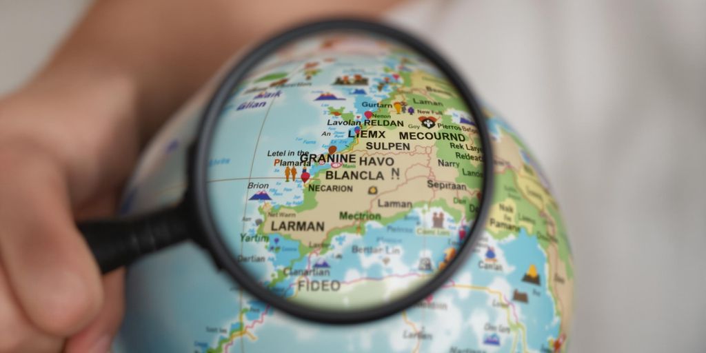 Magnifying glass over globe